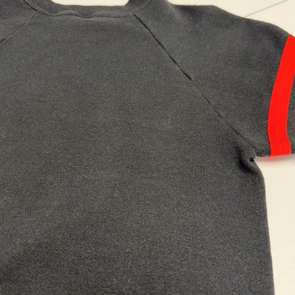 Vintage 80s Mickey Mouse Sweatshirt Small 16x22.5 Raglan Black Velvet USA - Picture 10 of 12